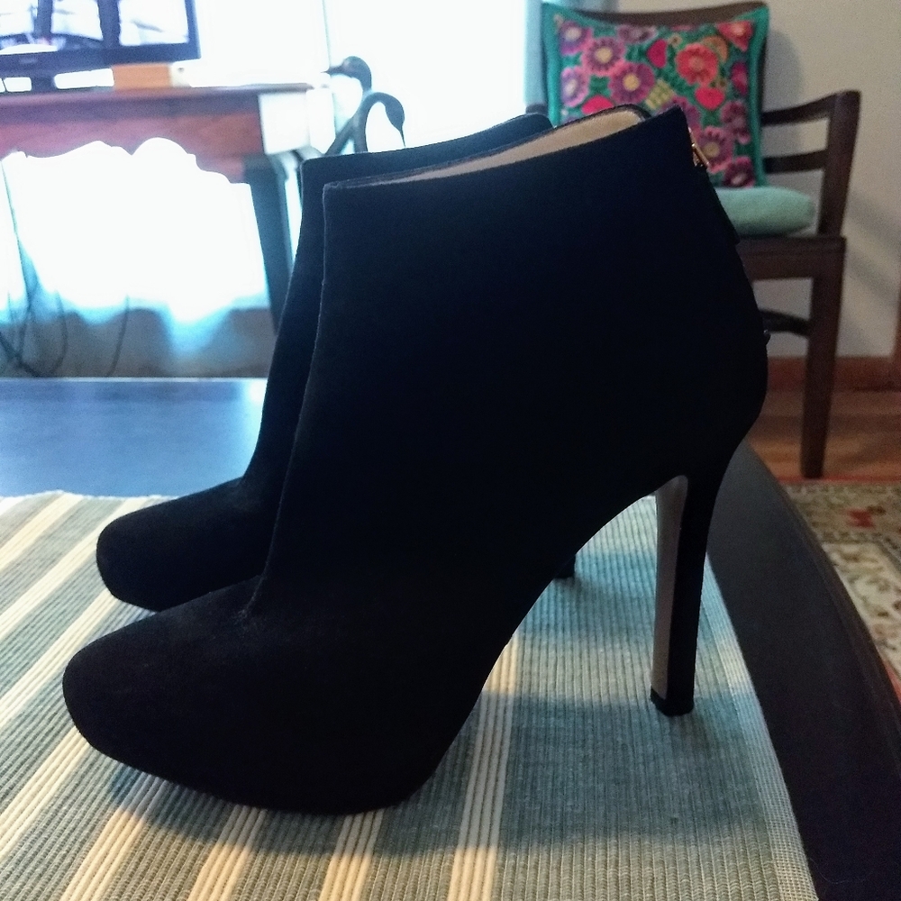 Prada black suede ankle boots
